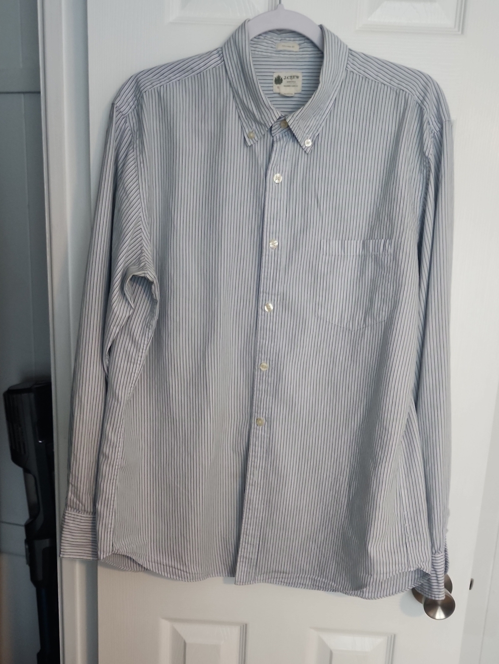 J. Crew Blue and White Striped Button-Down Shirt